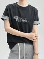 ロール配色レタリングTシャツ