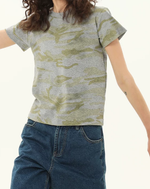 アメリカンレトロ迷彩染め！柔らかで快適な個性的なスタイルの半袖Tシャツ