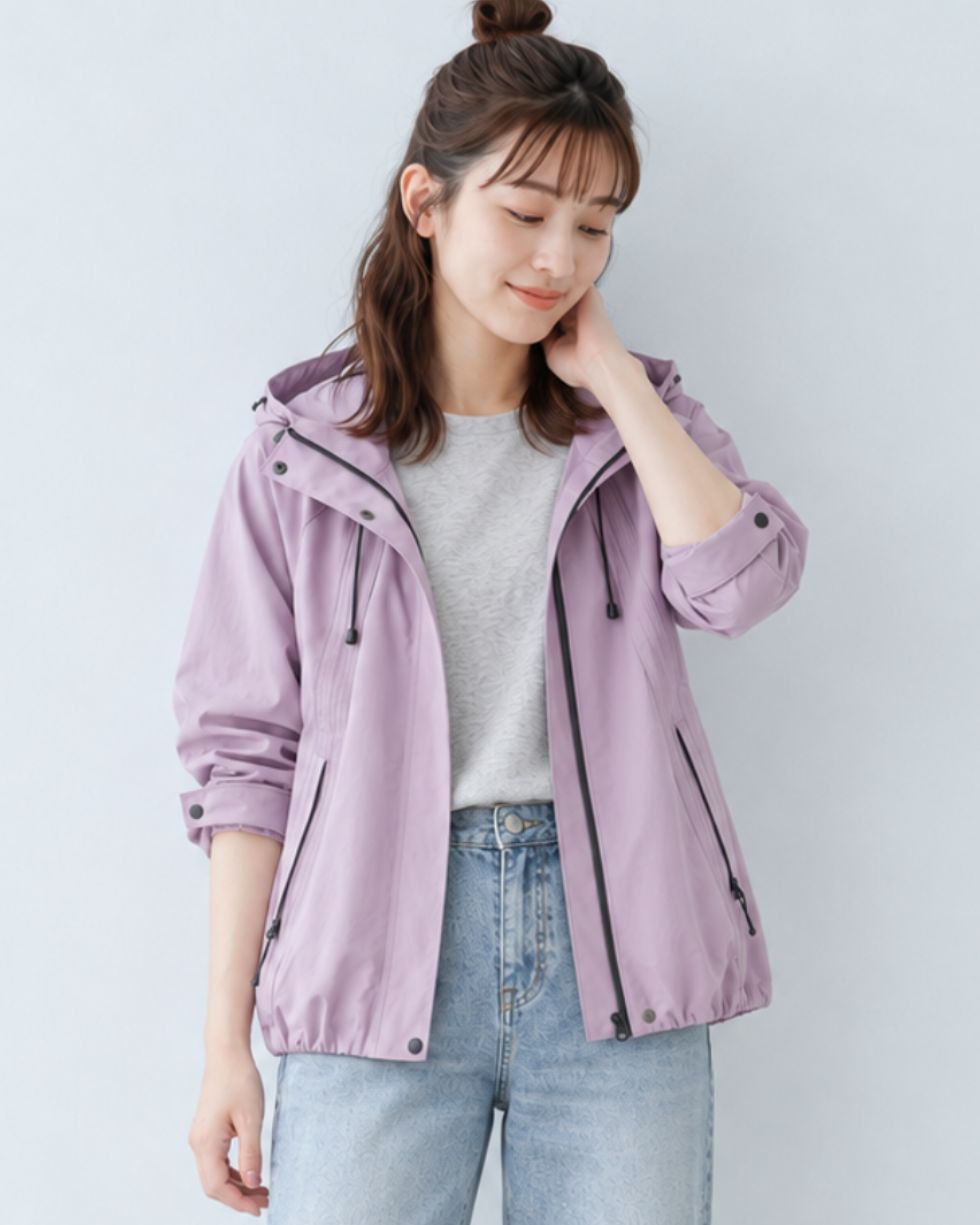 フード付き・ドローストリングトレンチコート