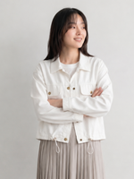 M~2XL ドローストリング入りショート丈テーラードカラージャケット