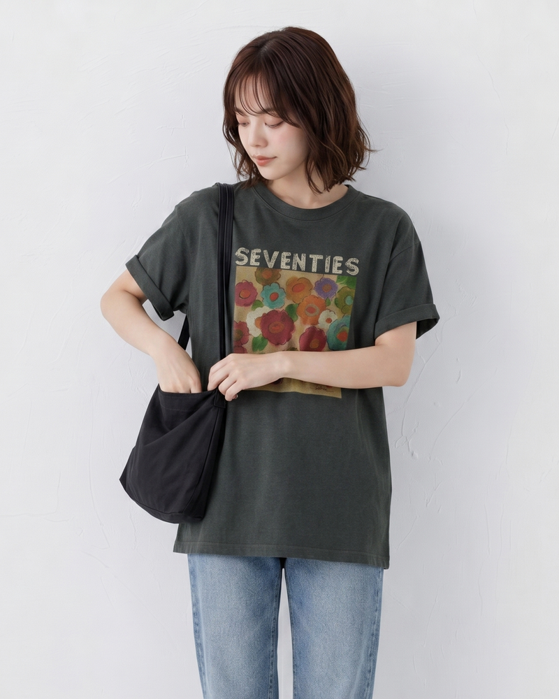 油絵アート！半袖Tシャツ小人数高級感スリムトップス