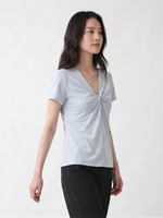 ツイストVネック ウエストシェイプ 半袖Tシャツ