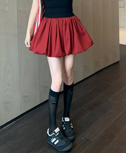 ハイウエスト バルーンギャザー ボリュームスカート