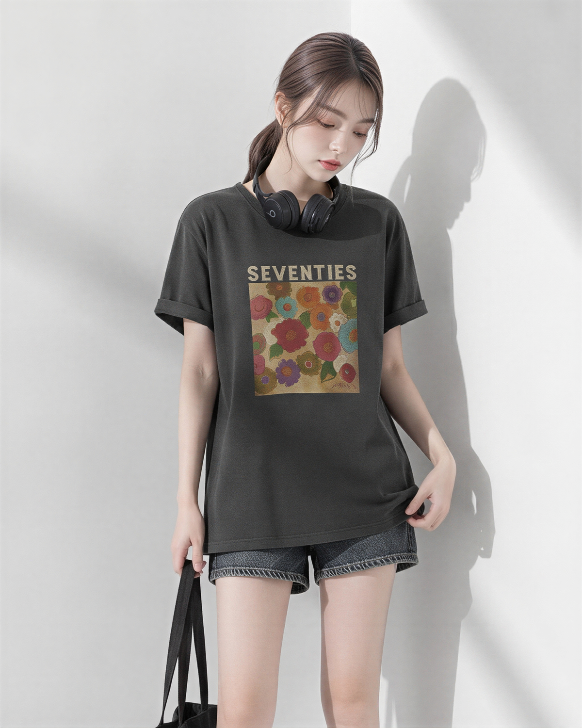 油絵アート！人と被りにくい高級感のあるスリム半袖Tシャツトップス