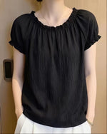 S~2XL メロウフリルギャザー 半袖トップス | 今季人気