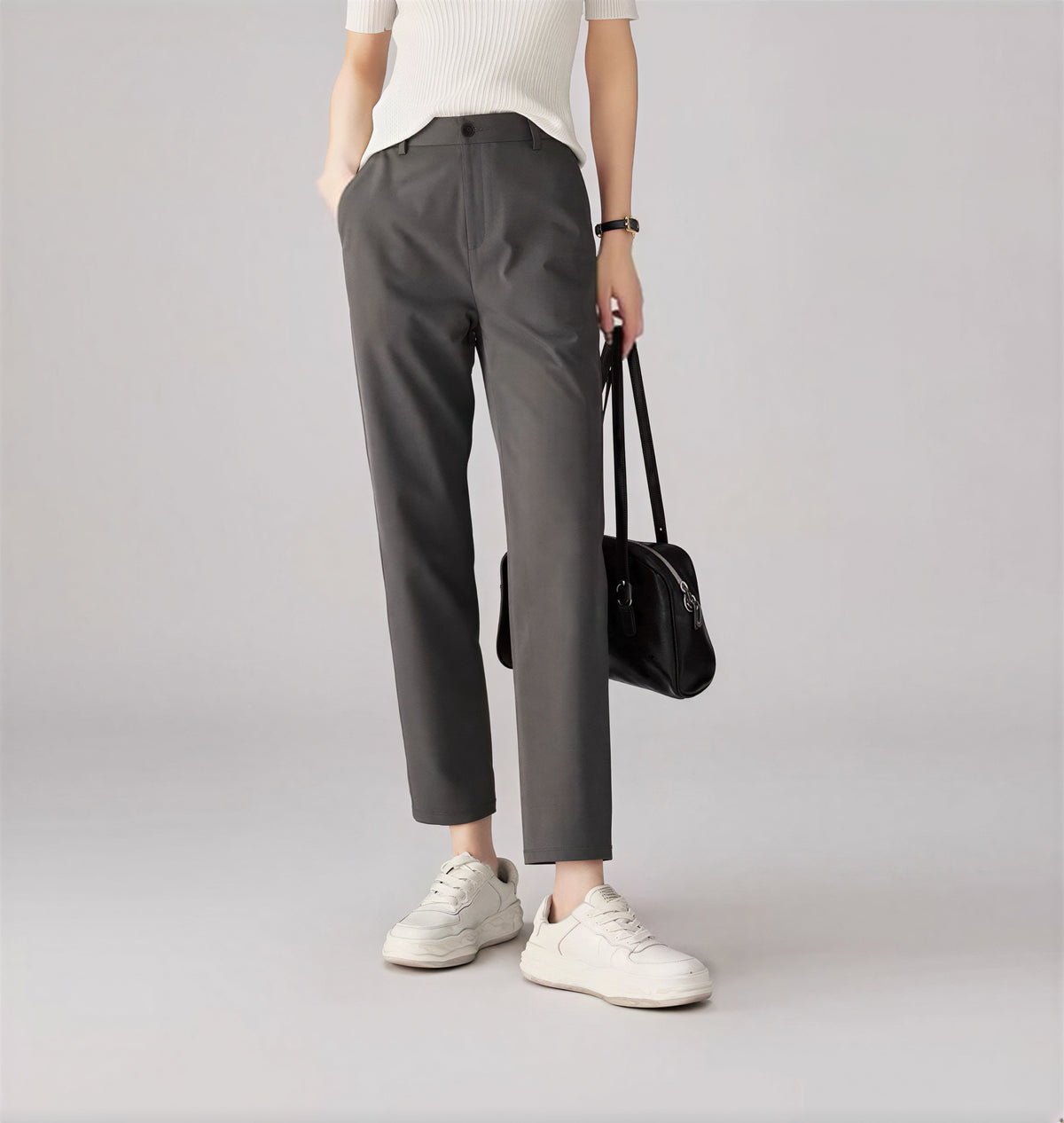 ハイウエスト ストレート 9分丈 シガレットパンツ