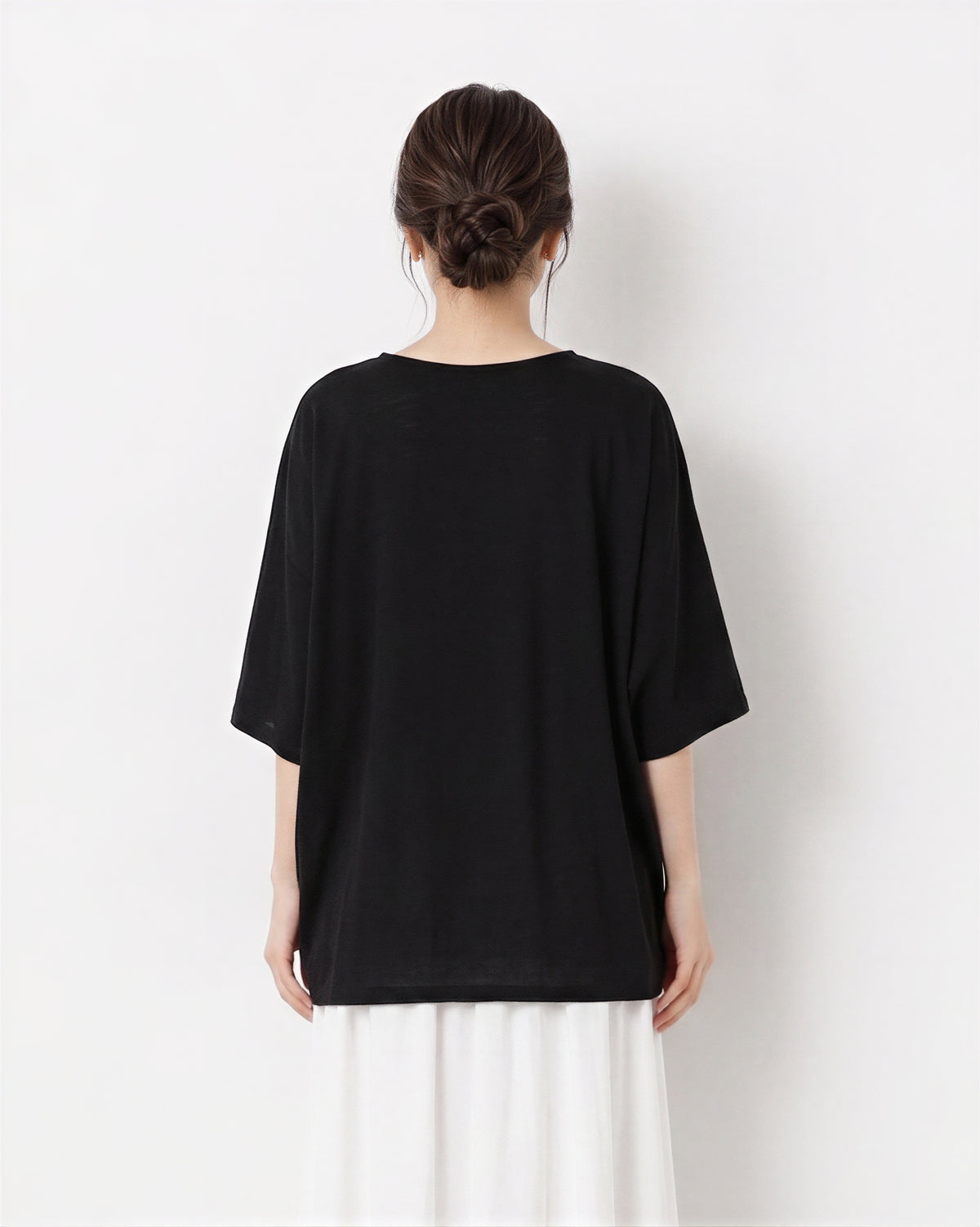 ラウンドネック ルーズ バットスリーブTシャツ