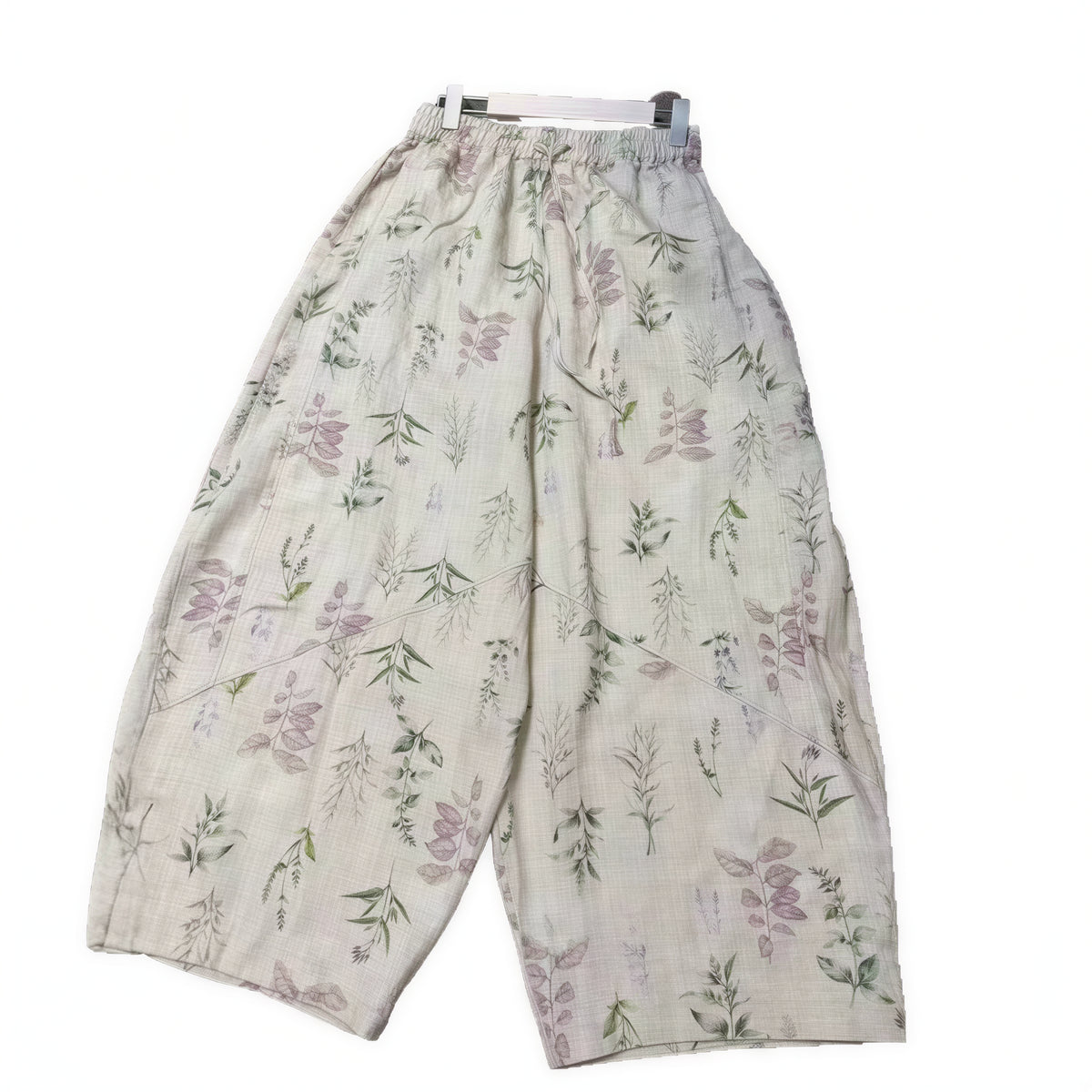 【全2色】M~2XL ボタニカルプリント ゆったりワイドパンツ