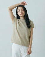 スタンドカラー 切りっぱなし風 半袖Tシャツ