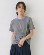 配色クルーネック サイドツイスト 半袖Tシャツ