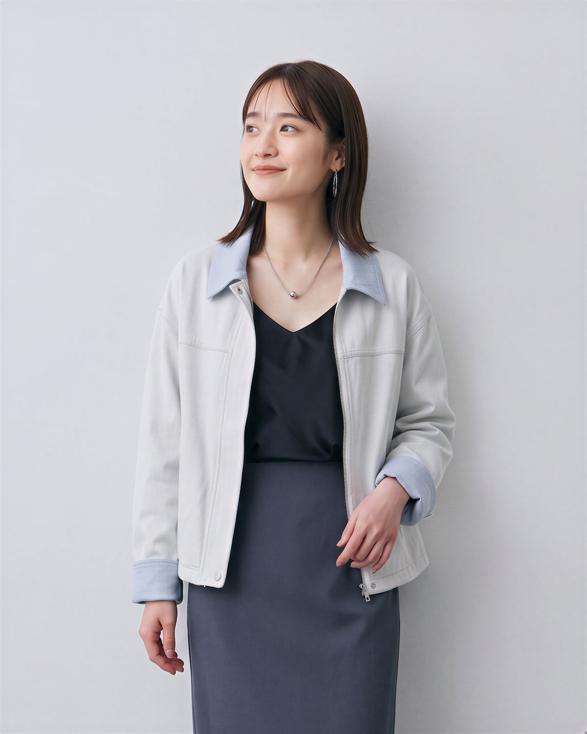 S~XL 配色カラーのショートジャケット