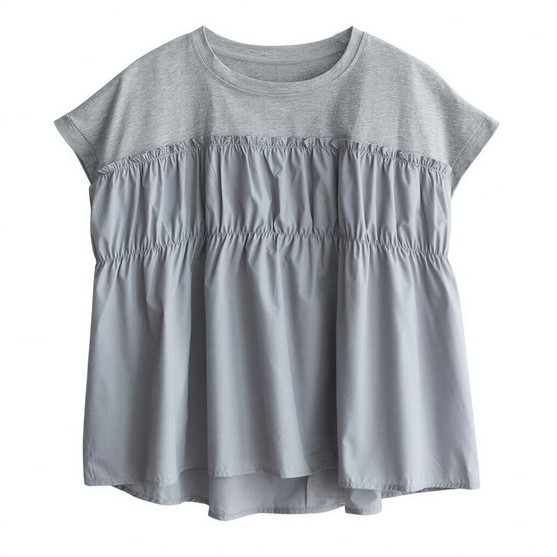 切り替えギャザー入り ゆったりTシャツ