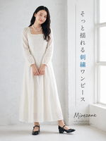 【秋新作】S~2XL  ホワイト ウエストマーク 軽やかレースワンピース