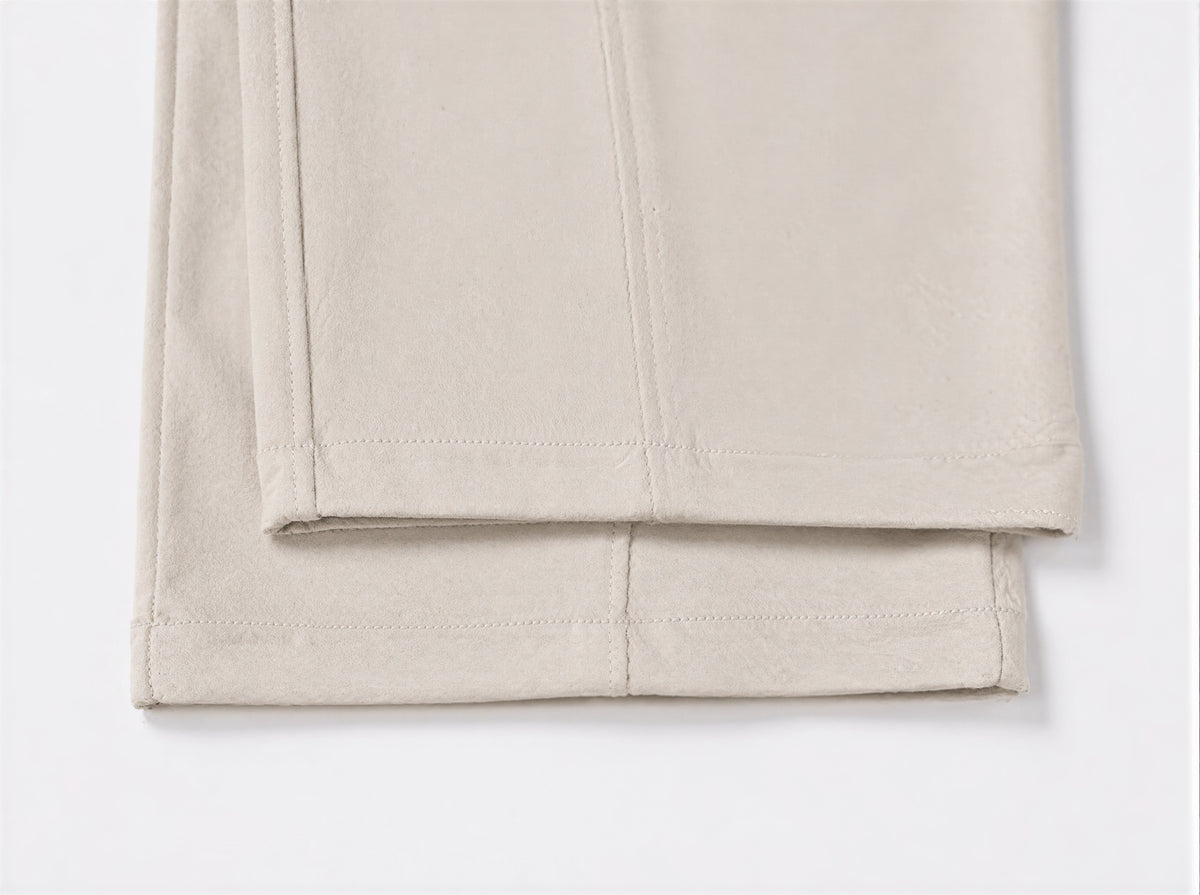 【全4色】M~XL ハイウエスト ドローストリング 裾だまりワイドパンツ