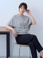 ケープレイヤード風／前立てボタン／フェイクレイヤード半袖Tシャツ