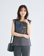 M~5XL ゆったりストレートシルエット プリントノースリーブタンクトップ