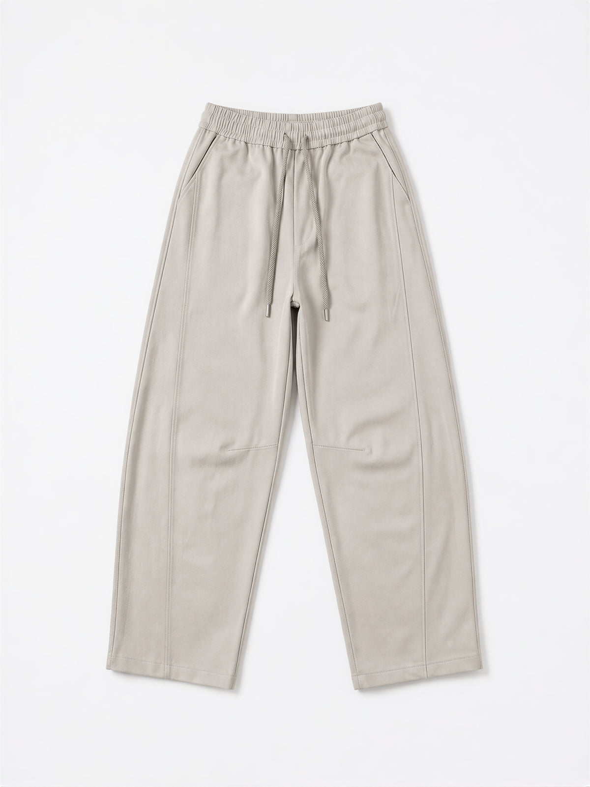 【全4色】M~XL ハイウエスト ドローストリング 裾だまりワイドパンツ