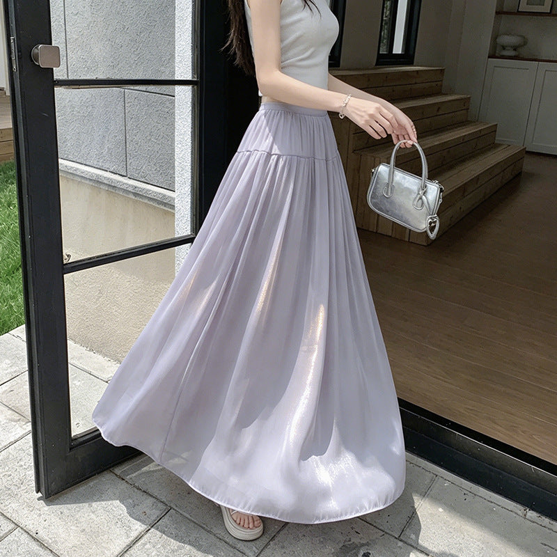 ハイウエスト ドレープ ロング丈 Aラインアンブレラスカート