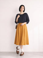 M-2XL ネイビードット ギャザー入り ゆったりブラウスXL