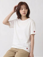 ラウンドネック ゆったり 小さな肉球プリントTシャツ