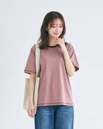 【全3色】ゆったりストレート 配色トリムTシャツ | 肌触り柔らかい