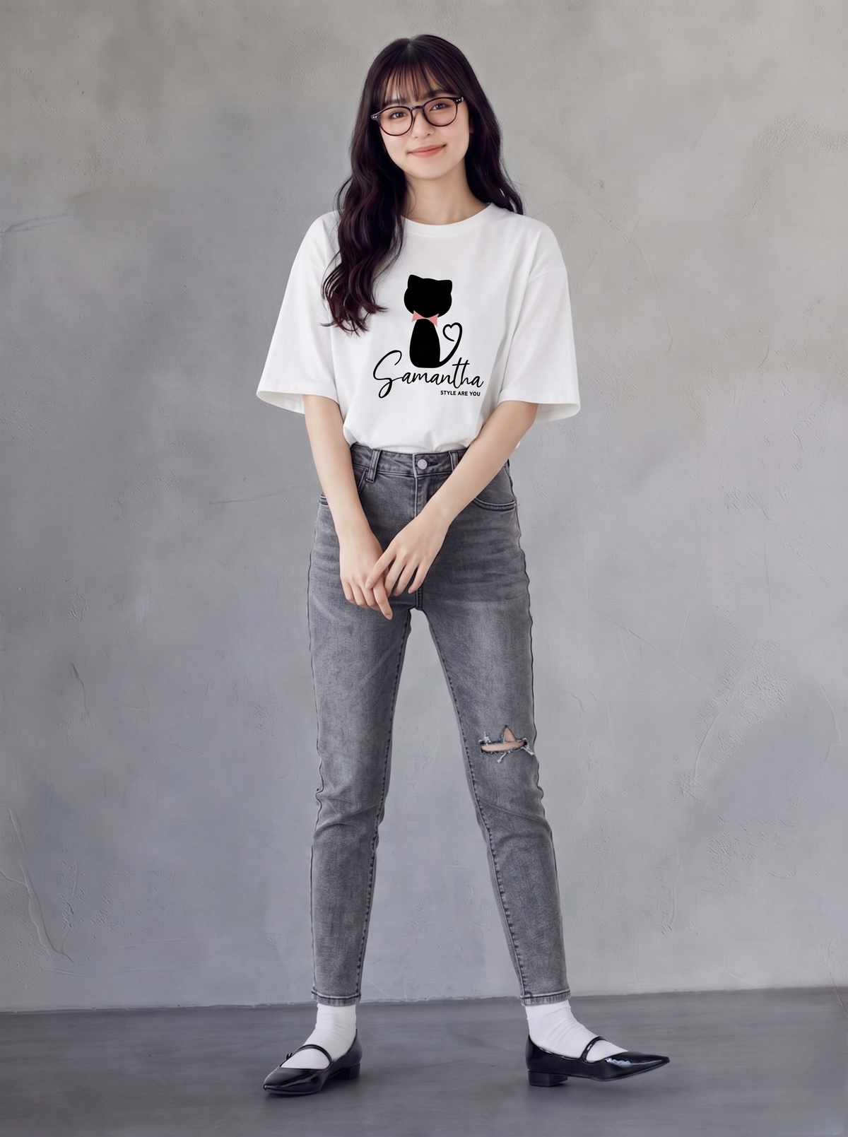 ゆったりドロップショルダー プリントTシャツ