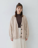 ゆったりドロップショルダー 大きめポケット ニットカーディガン