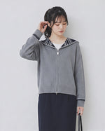 【秋新作】S~2XL フード付きジャカード ダブルジップ カーディガンニット