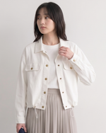 M~2XL ドローストリング入りショート丈テーラードカラージャケット