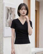 クロスVネック スリムフィット 半袖Tシャツ