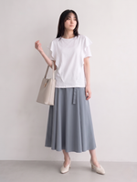 ラウンドネック フリルスリーブ ゆったりTシャツ