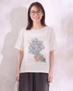 ゆったりカジュアルクルーネックフラワープリント半袖Tシャツ
