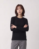クルーネック ストレートシルエット ゆったり 長袖Tシャツ