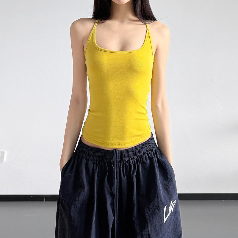S-XL ボディラインをきれいに見せるレーサーバックキャミソールタンク