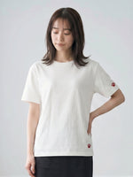 ラウンドネック ゆったり 小さな肉球プリントTシャツ