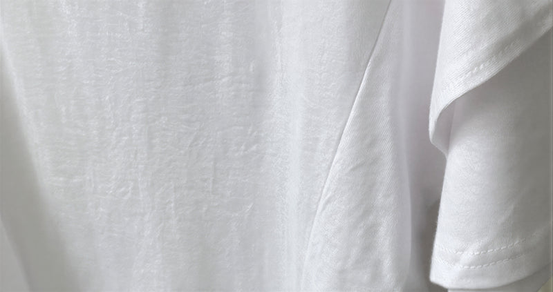 ラウンドネック フリルスリーブ ゆったりTシャツ