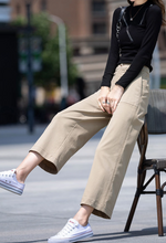 ハイウエストストレートワイドパンツ クロップド丈 リラックスフィット コットン