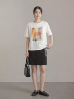 アートプリント サイドドロスト ゆったりTシャツ