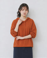 【秋新作】ゆったりドロップショルダー ドローストリングフード付きスウェット