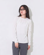 【秋新作】【全2色】ギャザー切り替えルーズ長袖Tシャツ