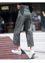 ハイウエストストレートワイドパンツ クロップド丈 リラックスフィット コットン