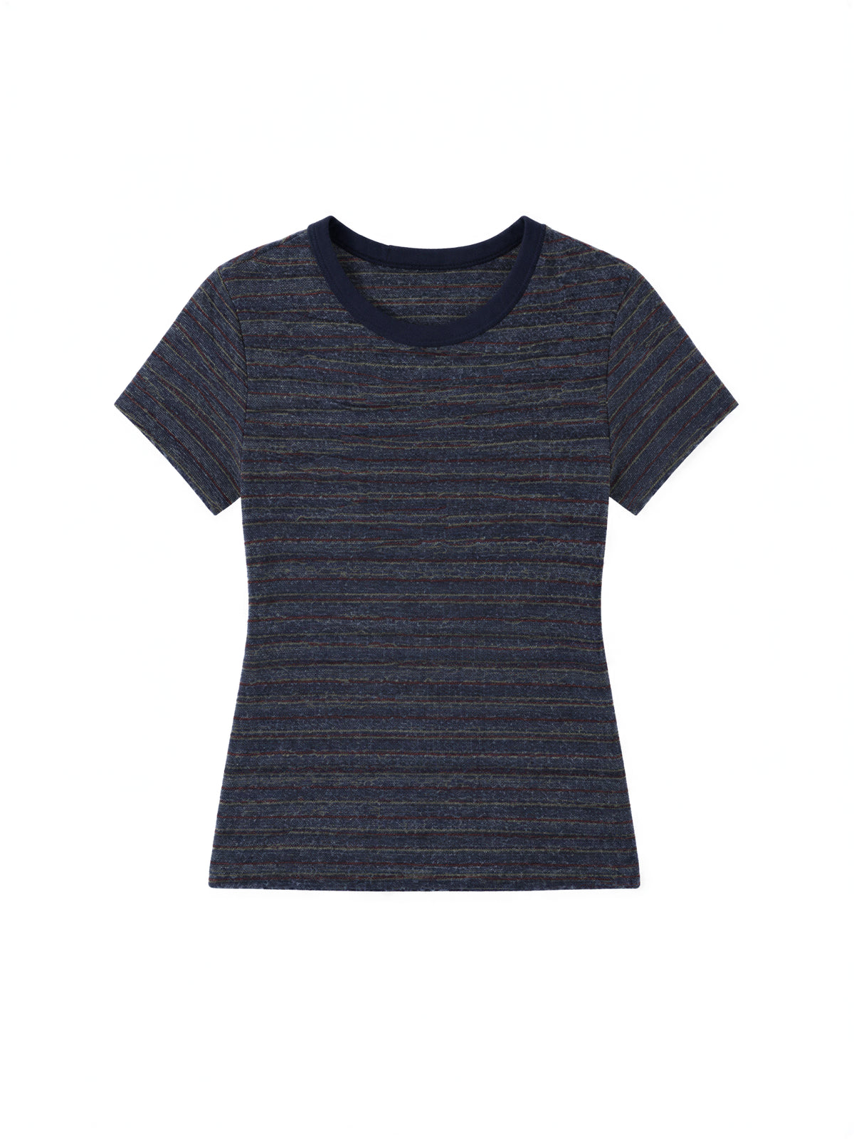 ラインをきれいに見せる 配色クルーネックTシャツ