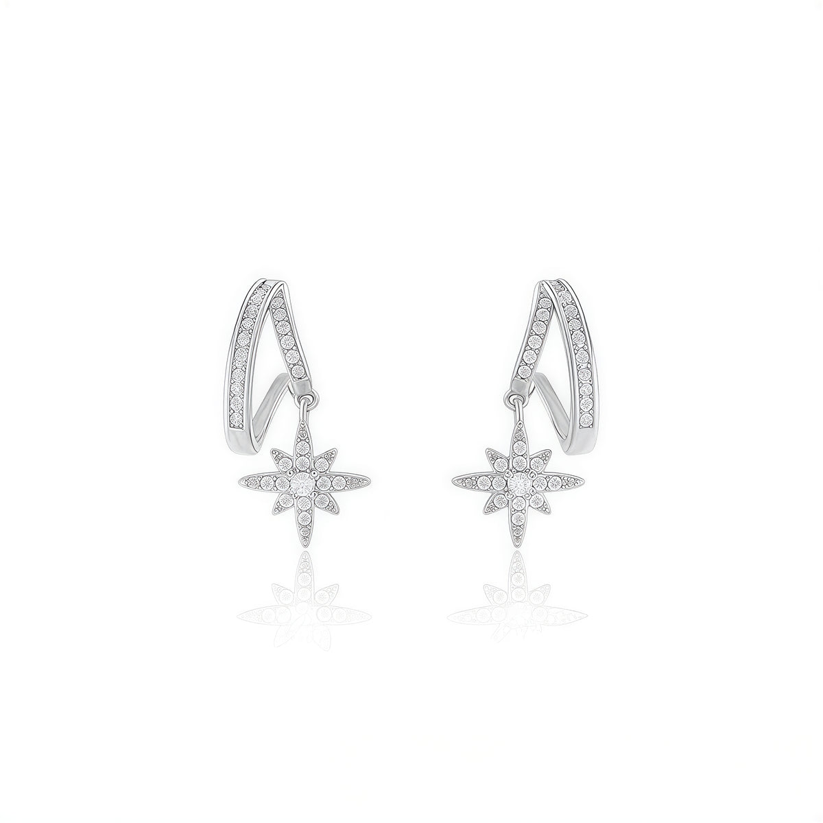 きらめくタッセル 三日月×八芒星ペンダントピアス