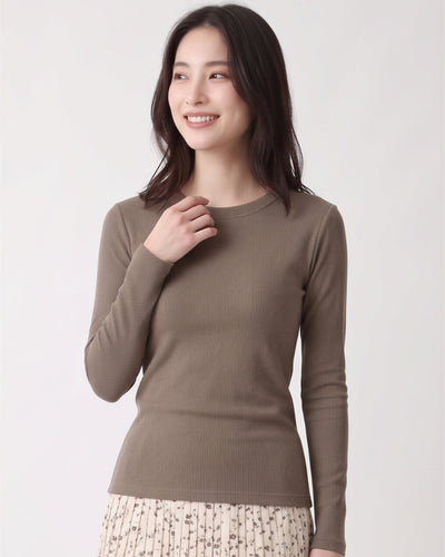 スリムフィット クルーネック長袖Tシャツ