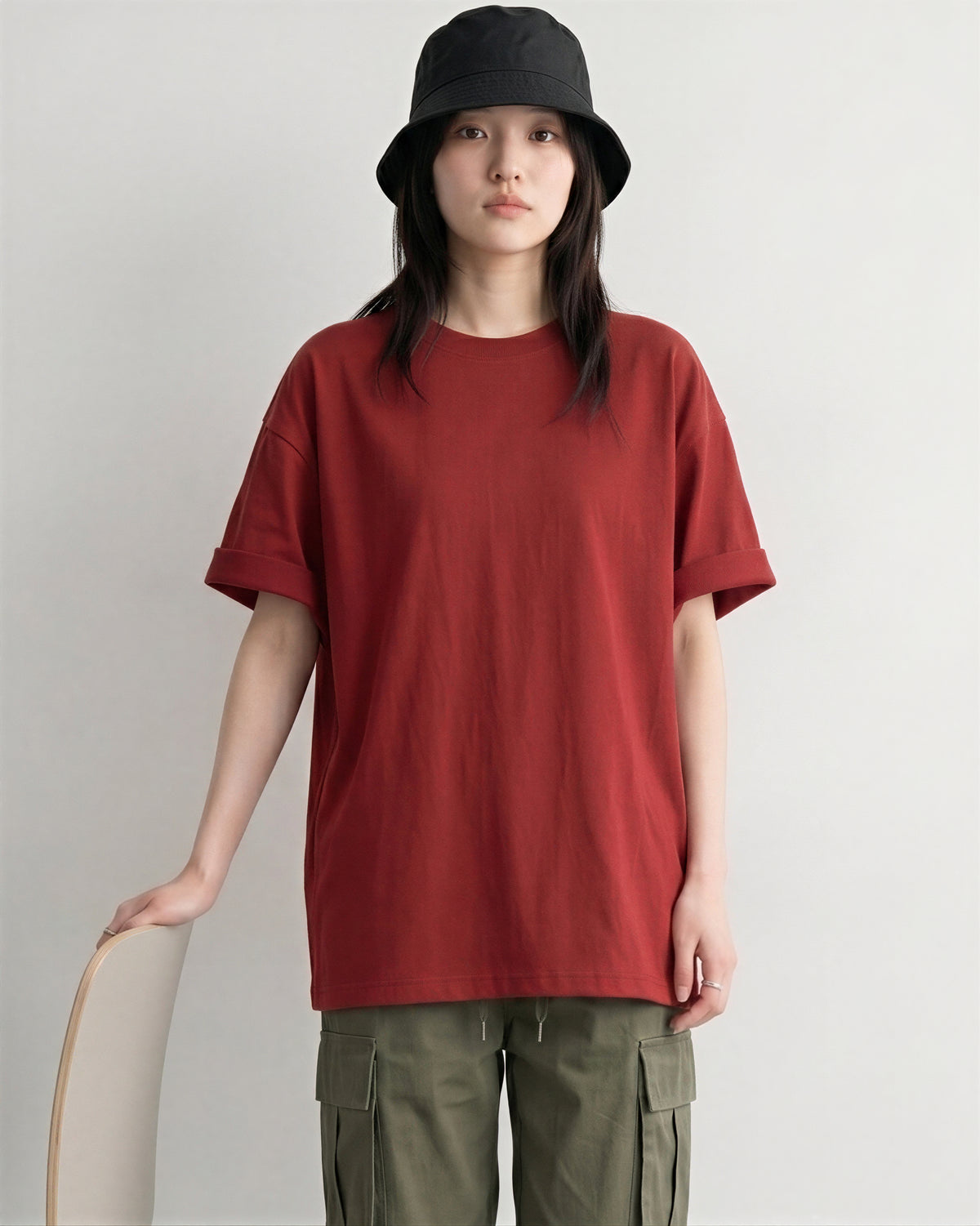 半袖Tシャツ ゆったりシルエット ミドル丈 カジュアル ドロップショルダー コットン