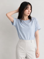 ジャカード クルーネック ゆったり シフォンブラウス
