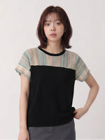 切り替えシアー メローフリル 半袖Tシャツ