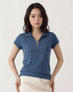 ハーフジップ Vネック フィット 半袖Tシャツ