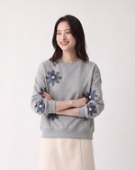 立体フラワー ルーズスウェット-杢グレー-3XL