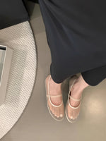 シアーメッシュ 配色パイピング メリージェーンシューズ